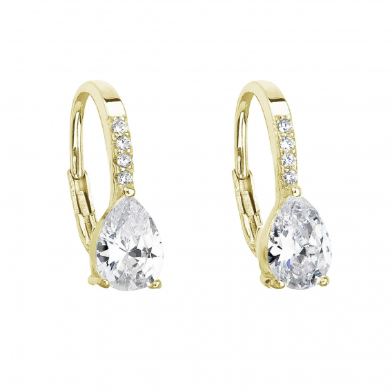 Obrázok pre Pozlátené náušnice visiace so zirkónom biela slza 11206.1