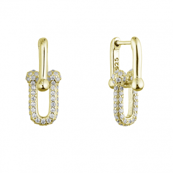 Obrázok pre Pozlátené strieborné náušnice elegantné uzle so zirkónmi 11660.1