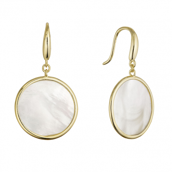 Obrázok pre Pozlátené strieborné náušnice kolieska s perleťou 11795.1