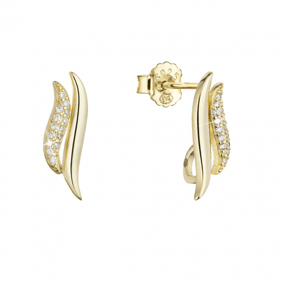Obrázok pre Pozlátené strieborné náušnice kôstky s bielymi zirkónmi 11446.1