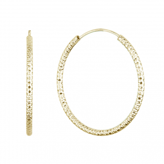 Obrázok pre Pozlátené strieborné náušnice kruhy s ozdobným prelisovaním 61006