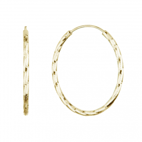 Obrázok pre Pozlátené strieborné náušnice kruhy s ozdobným prelisovaním 61007