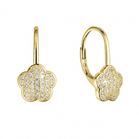 Obrázok pre Pozlátené strieborné náušnice kvietky so zirkónmi 11503.1 crystal