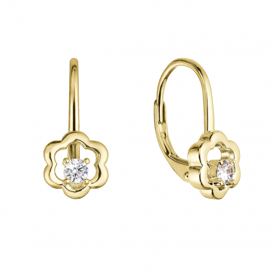 Obrázok pre Pozlátené strieborné náušnice kvietky so zirkónom 11504.1 crystal