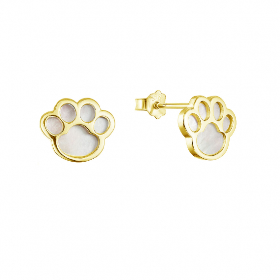 Obrázok pre Pozlátené strieborné náušnice labky s perleťou 11519.1 perleť
