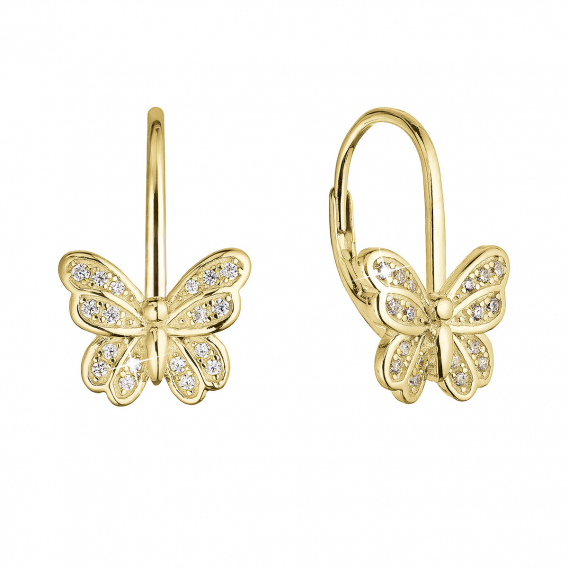 Obrázok pre Pozlátené strieborné náušnice motýliky so zirkónmi 11500.1 crystal