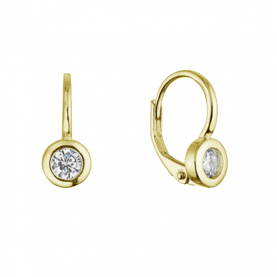 Obrázok pre Pozlátené strieborné náušnice okrúhle so zirkónom 11617.1