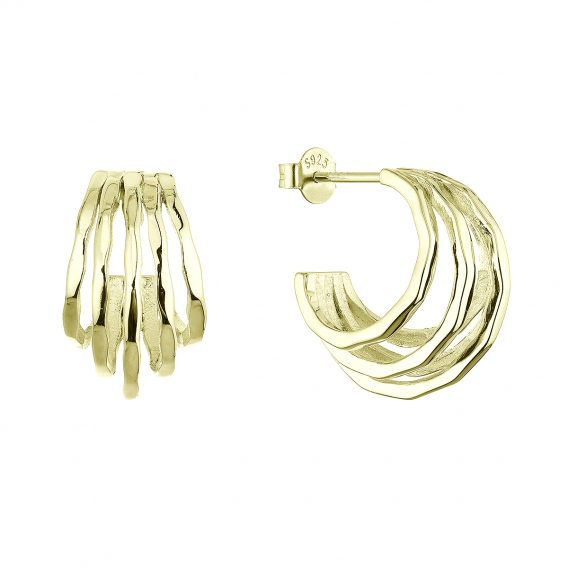 Obrázok pre Pozlátené strieborné náušnice päť vlnitých kruhov 61081