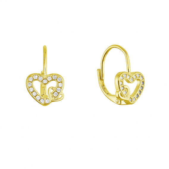 Obrázok pre Pozlátené strieborné náušnice prepletené srdiečka 11718.1