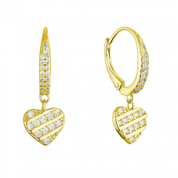 Obrázok pre Pozlátené strieborné náušnice so zaveseným srdiečkom 11720.1
