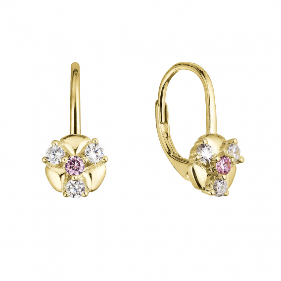 Obrázok pre Pozlátené strieborné náušnice so zirkónmi 11508.3 crystal/rose