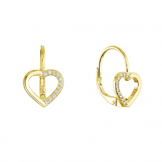 Obrázok pre Pozlátené strieborné náušnice srdca 11716.1