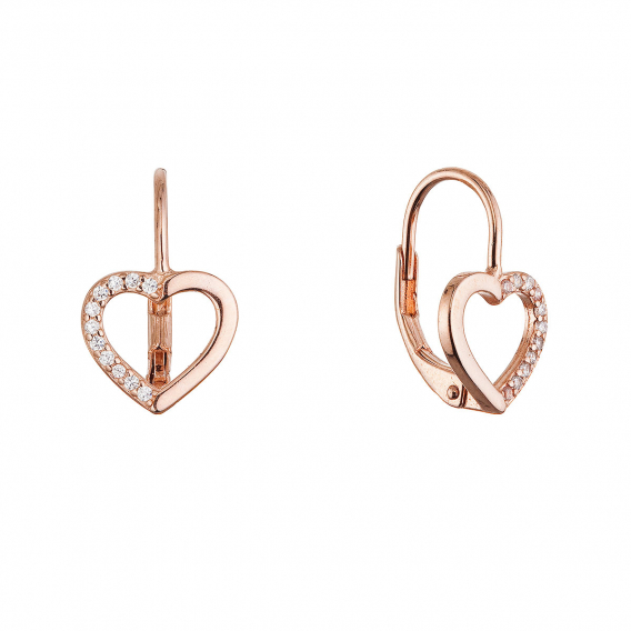 Obrázok pre Pozlátené strieborné náušnice srdca 11716.1 rose gold