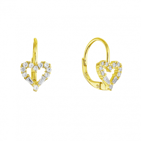 Obrázok pre Pozlátené strieborné náušnice srdca 11717.1