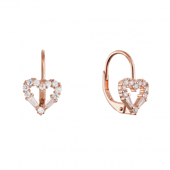 Obrázok pre Pozlátené strieborné náušnice srdca 11717.1 rose gold