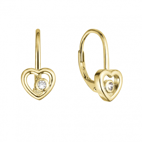 Obrázok pre Pozlátené strieborné náušnice srdca so zirkónom 11514.1 crystal
