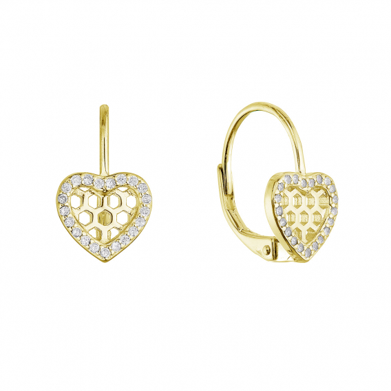 Obrázok pre Pozlátené strieborné náušnice srdiečka 11715.1