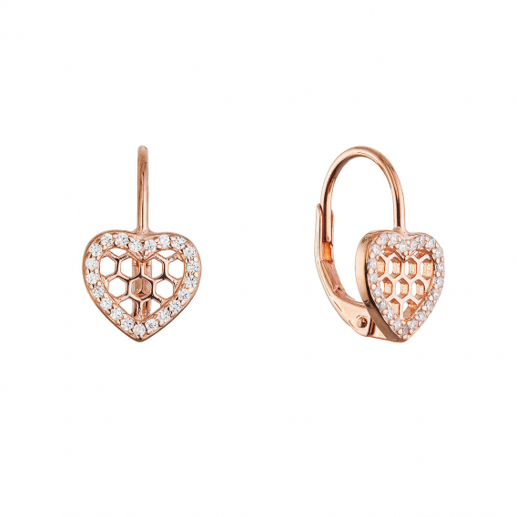Obrázok pre Pozlátené strieborné náušnice srdiečka 11715.1 rose gold