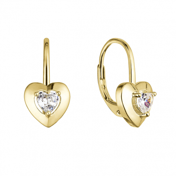Obrázok pre Pozlátené strieborné náušnice srdiečka so zirkónom 11513.1 crystal