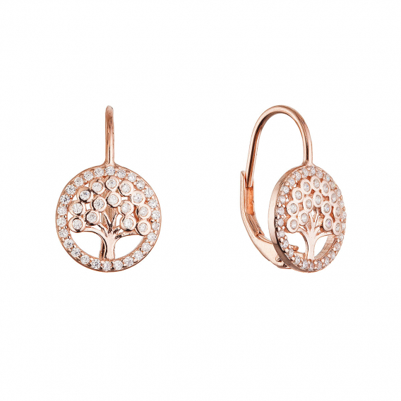 Obrázok pre Pozlátené strieborné náušnice strom života so zirkónmi 11713.1 rose gold