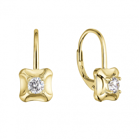 Obrázok pre Pozlátené strieborné náušnice štvorčeky so zirkónom 11506.1 crystal