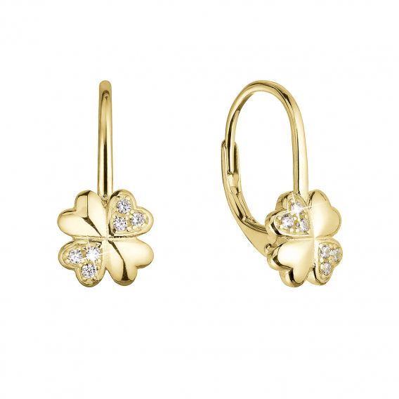 Obrázok pre Pozlátené strieborné náušnice štvorlístky so zirkónmi 11502.1 crystal