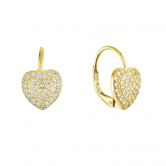 Obrázok pre Pozlátené strieborné náušnice trblietavé srdce 11714.1
