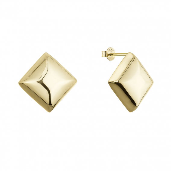Obrázok pre Pozlátené strieborné náušnice veľké kosoštvorce 61128