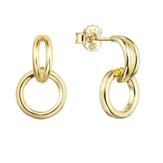 Obrázok pre Pozlátené strieborné náušnice visiace krúžky 61016