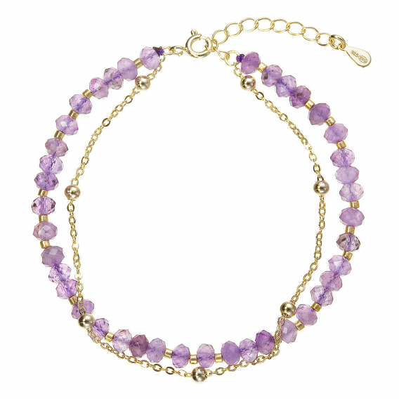 Obrázok pre Pozlátený dvojitý náramok s ametystami 13115.3