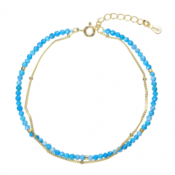 Obrázok pre Pozlátený dvojitý náramok s farebnými howlitmi 13114.3