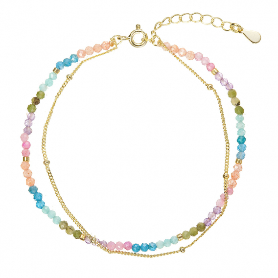 Obrázok pre Pozlátený dvojitý náramok s farebnými kameňmi 13114.3