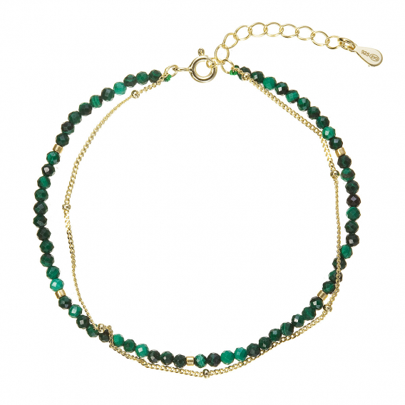 Obrázok pre Pozlátený dvojitý náramok s malachitmi 13114.3
