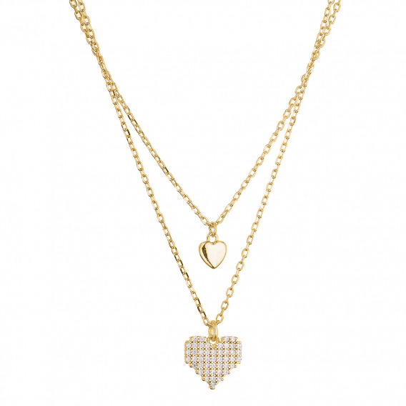 Obrázok pre Pozlátený dvojradový náhrdelník srdiečka 12153.1