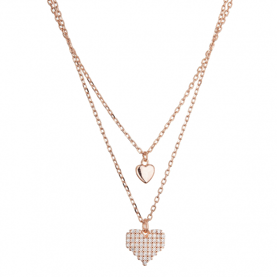 Obrázok pre Pozlátený dvojradový náhrdelník srdiečka 12153.1 rose gold