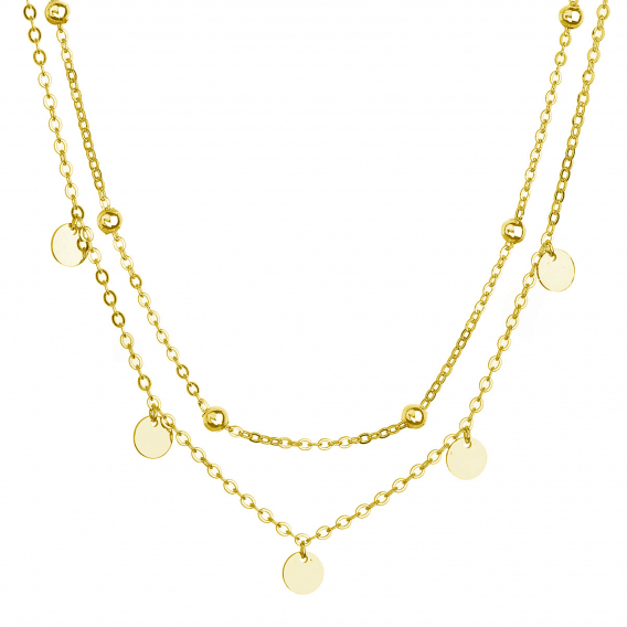Obrázok pre Pozlátený náhrdelník dvojradový malé placky a guličky 62007
