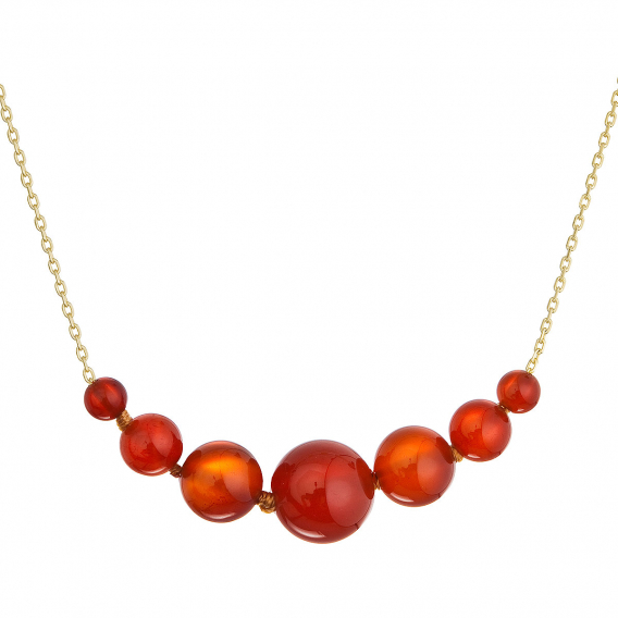 Obrázok pre Pozlátený náhrdelník s červeným achátom 12187.3