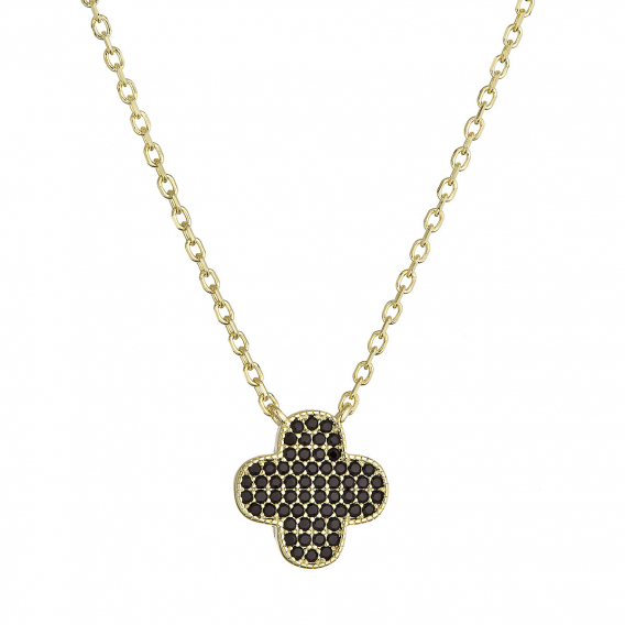 Obrázok pre Pozlátený náhrdelník štvorlístok 12182.3 čierny