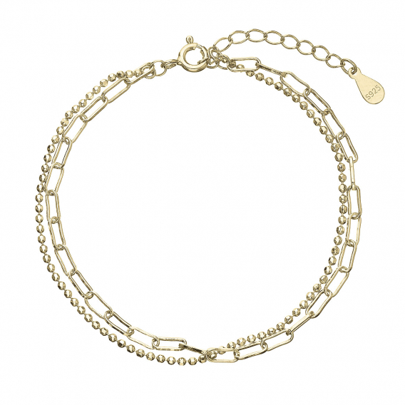 Obrázok pre Pozlátený náramok dvojitá retiazka guličky a oválky 63004