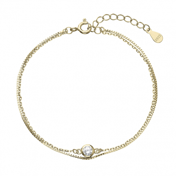 Obrázok pre Pozlátený náramok dvojitá retiazka so zirkónom 63006