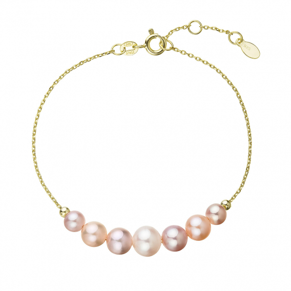 Obrázok pre Pozlátený náramok s farebnými riečnymi perlami 23024.3 multi