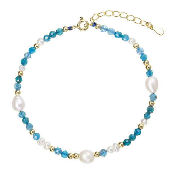 Obrázok pre Pozlátený náramok s perlami a apatitmi 13113.3