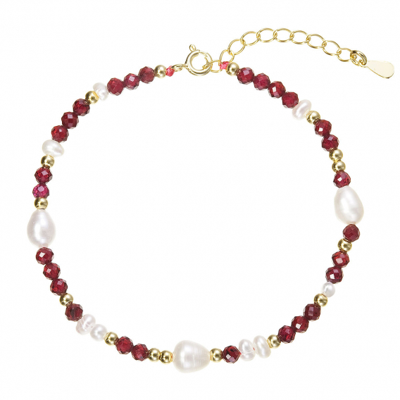 Obrázok pre Pozlátený náramok s perlami a granátmi 13113.3