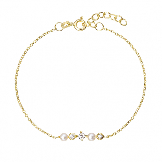 Obrázok pre Pozlátený náramok s riečnymi perličkami a zirkónmi 23031.1