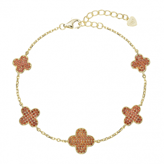 Obrázok pre Pozlátený náramok so štvorlístkami 13108.3 oranžový
