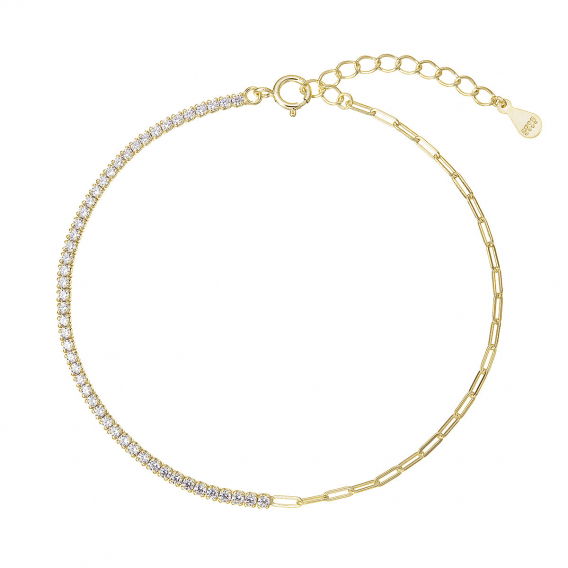 Obrázok pre Pozlátený náramok so zirkónmi a retiazkou 13103.1