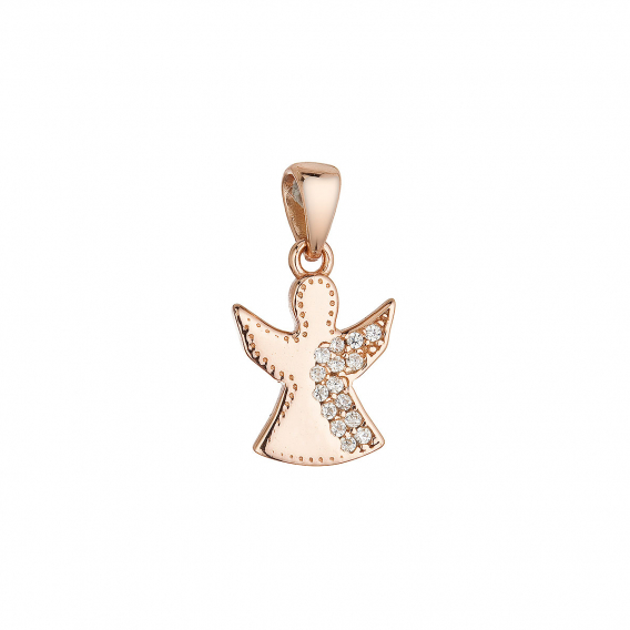 Obrázok pre Pozlátený ružový prívesok anjel so zirkónmi 14049.1