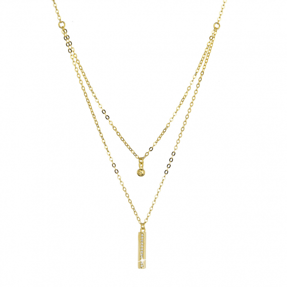 Obrázok pre Pozlátený strieborný náhrdelník gulička a úzky obdĺžnik so zirkónmi biely 12057.1 crystal