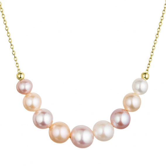 Obrázok pre Pozlátený strieborný náhrdelník s 9 riečnou perlami na retiazke 22046.3 multi