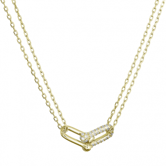 Obrázok pre Pozlátený strieborný náhrdelník s elegantným uzlom a zirkónmi 12142.1